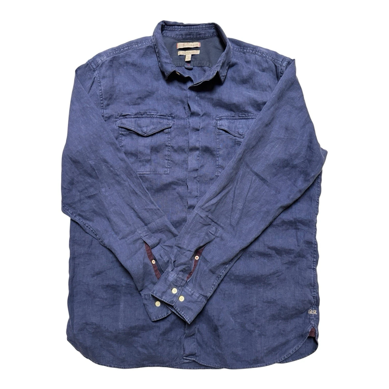 Banana Republic Heritage Linen Shirt Mens XL Blue Tailored Slim Fit
