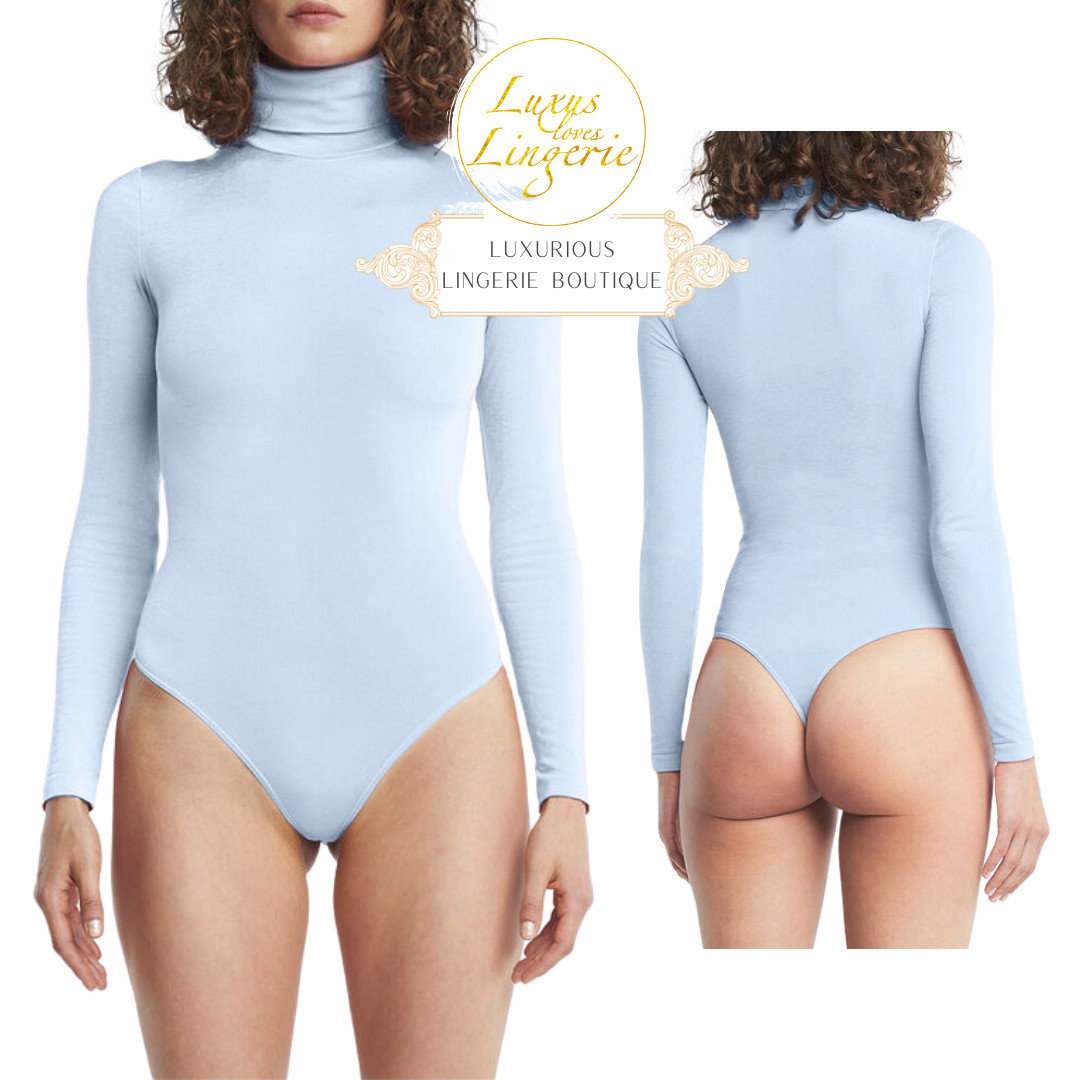 Colorado String Body By Wolford S Small Ice Blue Roll Neck Long Sleeve