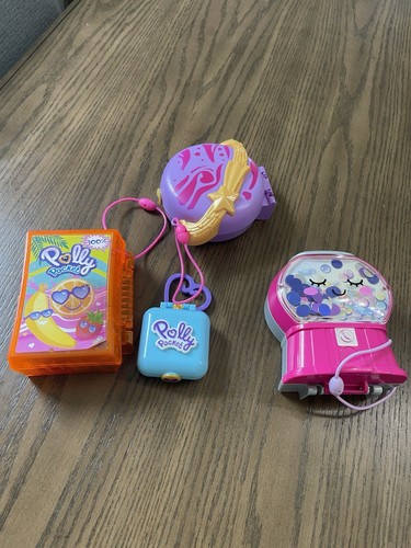 Lot 4 Polly Pockets 2019-2020 3 Polly Figures Space Jungle Dog Ship Candy Shop - Picture 11 of 15