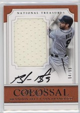 2017 National Treasures Colossal Material Signatures 64/99 Brandon Belt Auto 0b0