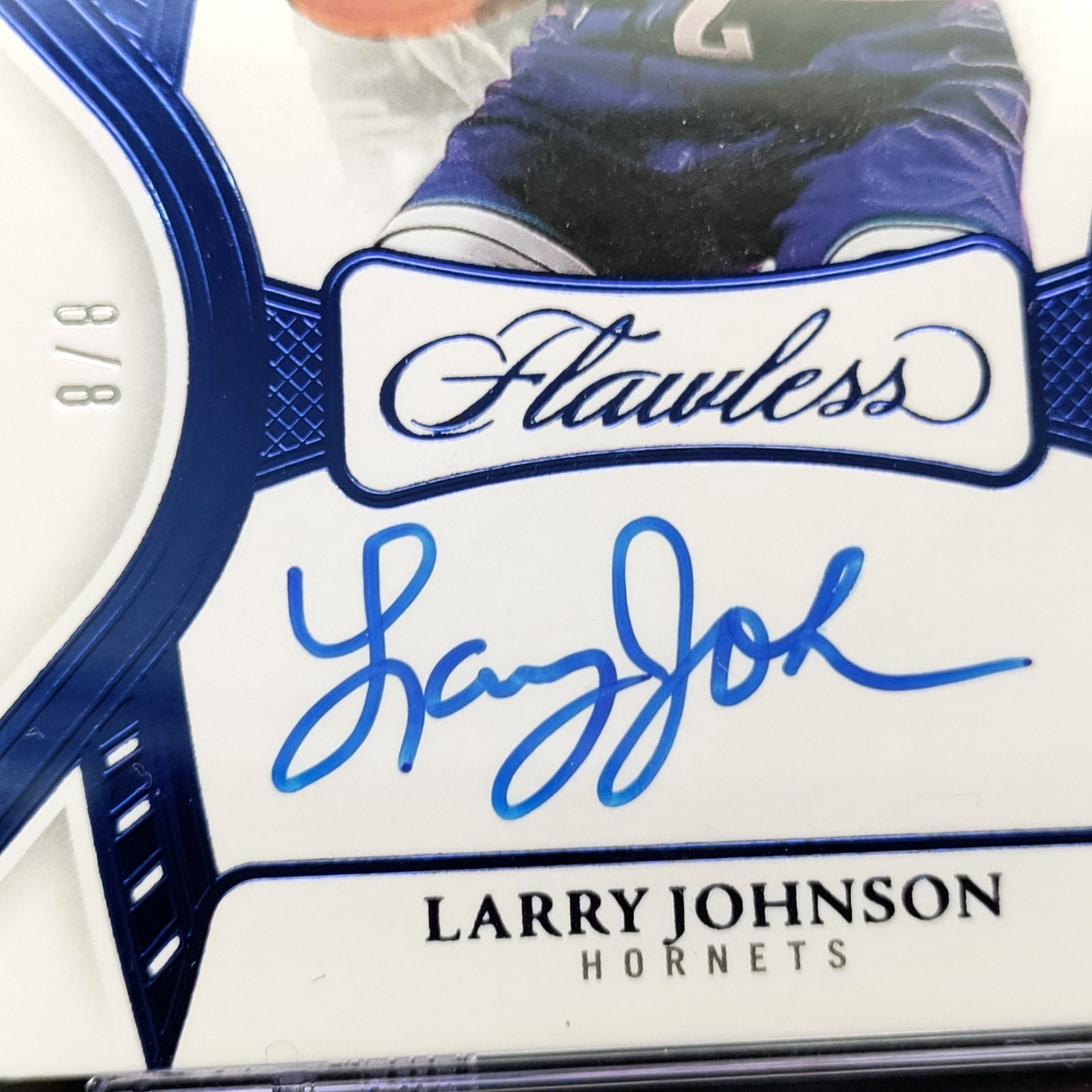 /8 Larry Johnson Auto 2024-25 Flawless ON CARD Autograph CGC 8 Blue Hornets SP view 3
