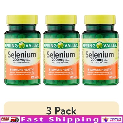 Selenium Immune Health Dietary Supplement Tablets 200 mcg 3 Pack 100 Count New