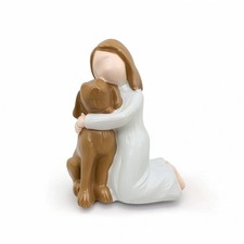 M&auml;dchenfigur mit Hund niedlich Tischfigur schlicht f&uuml;r Schreibtisch