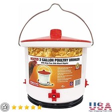 Heated Chicken Waterer Poultry Drinker Bucket Maximum Efficiency 2 Gallon