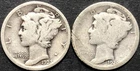 1923 1920 MERCURY SILVER DIME LOT 2 pc