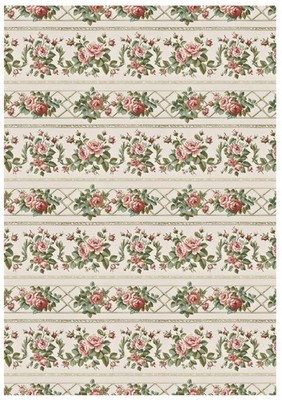 Decoupage-Bastelpapier-Softpapier-Vintage green-Florales Muster-Rosen-13586
