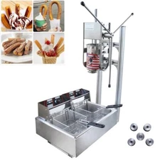 NEW 5L Commercial Vertical Manual Churros Maker Machine with 12L Deep Fryer 220V
