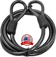 Candado De Seguridad Con Cable Resistente De 15 Pies Y Presillas De 12 Mm US New
