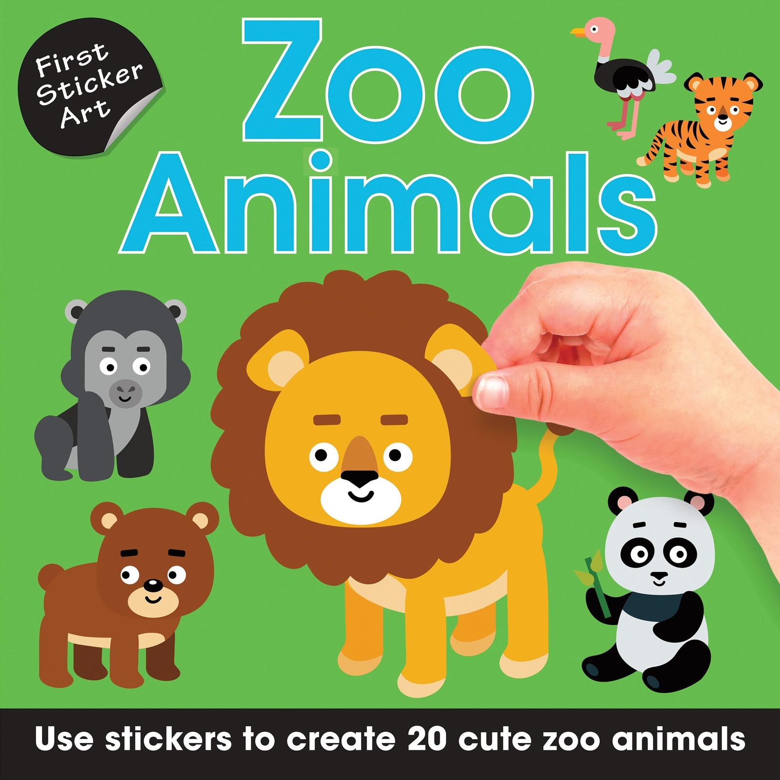 First Sticker Art Zoo Animals Color By Stickers for Kids, Make 20