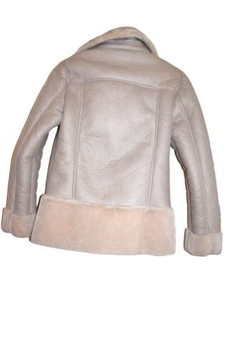 Miss Selfridge Faux Sheepskin/Fur Collar Beige/Stone Shearling Jacket Size: UK 6 - Picture 3 of 6