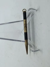 VTG Miniature 2 3/4" Brass & Black Mechanical Pendant Pencil-Continuous Twist. 