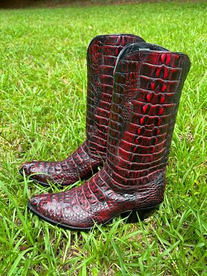 Tres Outlaws Black Cherry Hornback Alligator Mens 11.5D Cowboy Western Boots CBC