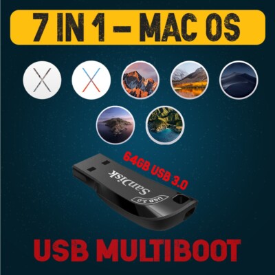 macOS Multi Boot USB Stick 7in1 - Yosemite | El Capitan | Sierra | High Sierra..