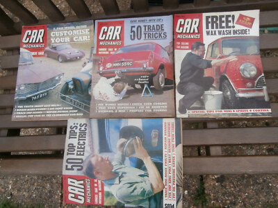 Car Mechanics 1967 Qty4.MINI. Jaguar.Hawk.Cortina. .trade tricks.Adverts