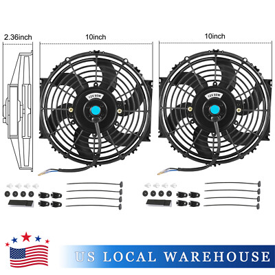 2X Universal Electric Radiator Cooling Slim Fan Push Pull Mounting Kit 10''inch