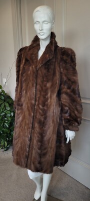 Stunning Brown Swing Real mink Fur Coat knee length Sz L-XL