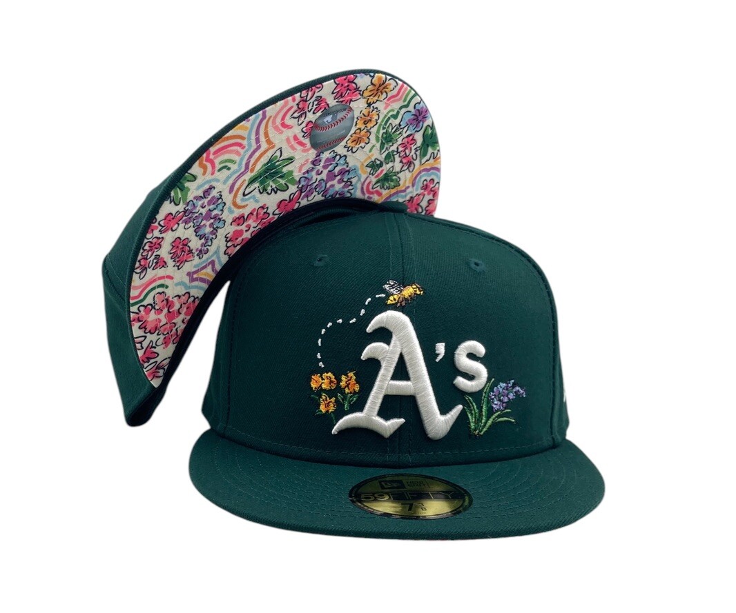 Casquette New Era 59FIFTY Oakland Athletics – Verte/jaune, Taille 7 5/8, Occasion
