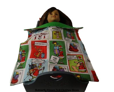 Doll Bedding  Handmade Grinch Blanket Pillow Fits For 18  American Girl 