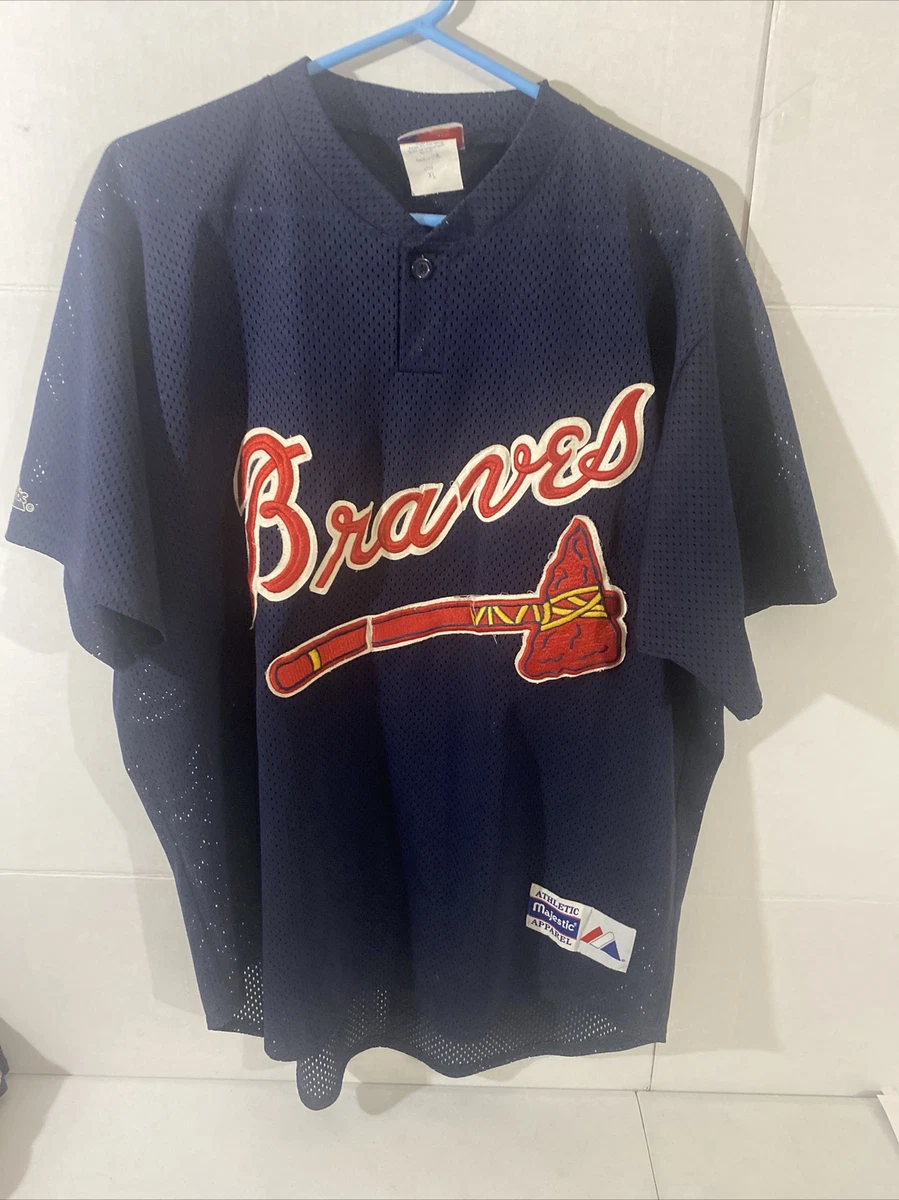 Mens MLB Atlanta Braves Jersey XL Navy Blue Athletic Shirt