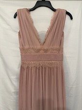 ASOS Pleated Pink Dusty Rose V Neck Sleeveless Double Slit Maxi Dress Size 0