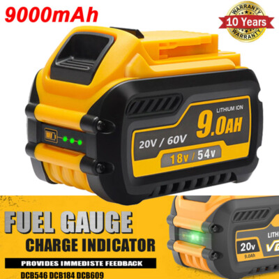 9.0Ah Battery For DEWALT FLEX-VOLT DCB609 20V/60V MAX Lithium-lon DCB606 DCB612