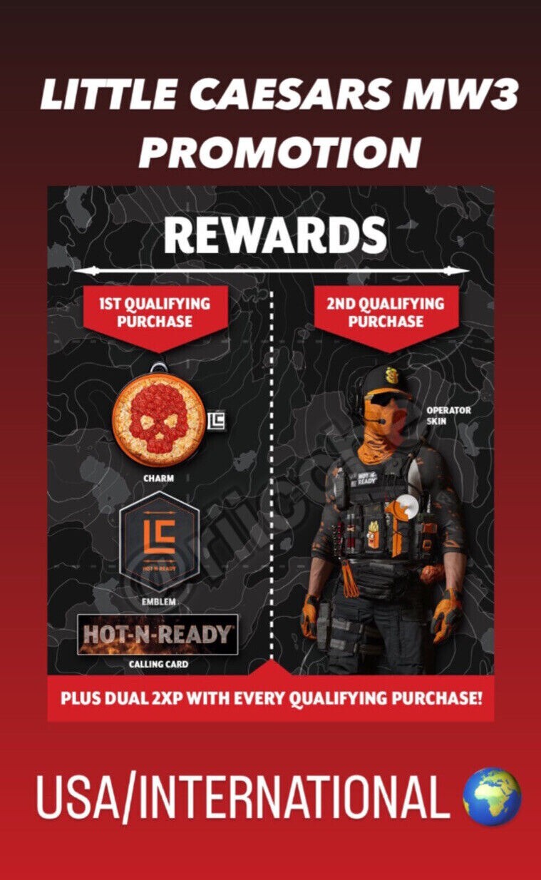 COD MW3 Little Caesars Promo Items Operator Skin + 2XP!! (2