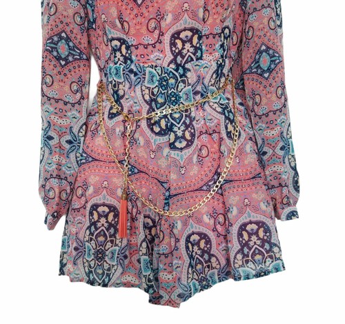 NWT Love Tree x F21 Floral Surplice Romper Small Long Sleeve Night Out Party. - Picture 5 of 8