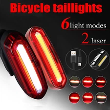 LED Bicycle Cycling Tail Light USB Rechargeable Bike Rear Warning Light 6 Modes