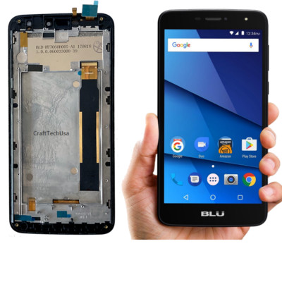 BLU Studio Mega S610P Touch Panel LCD and front housing Original OEM blu BLACK