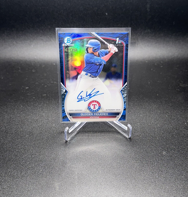 2023 Bowman Chrome 1st Auto Gleider Figuereo Blue /150 SP RC Rangers Refractor