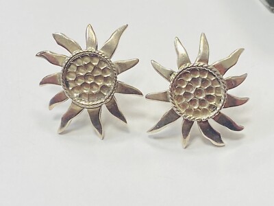 Bright Sterling Silver SunFlower Earrings 1.25'' Diameters