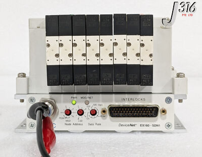 34781 SMC 8-SLOT PNEUMATIC MANIFOLD W/ DEVICENET INTERLOCKS EX160-SDN1 ...