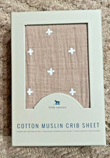 NEW Little Unicorn Taupe Cross Fitted Crib Sheet  100 Cotton Muslin 52  x28  x9  