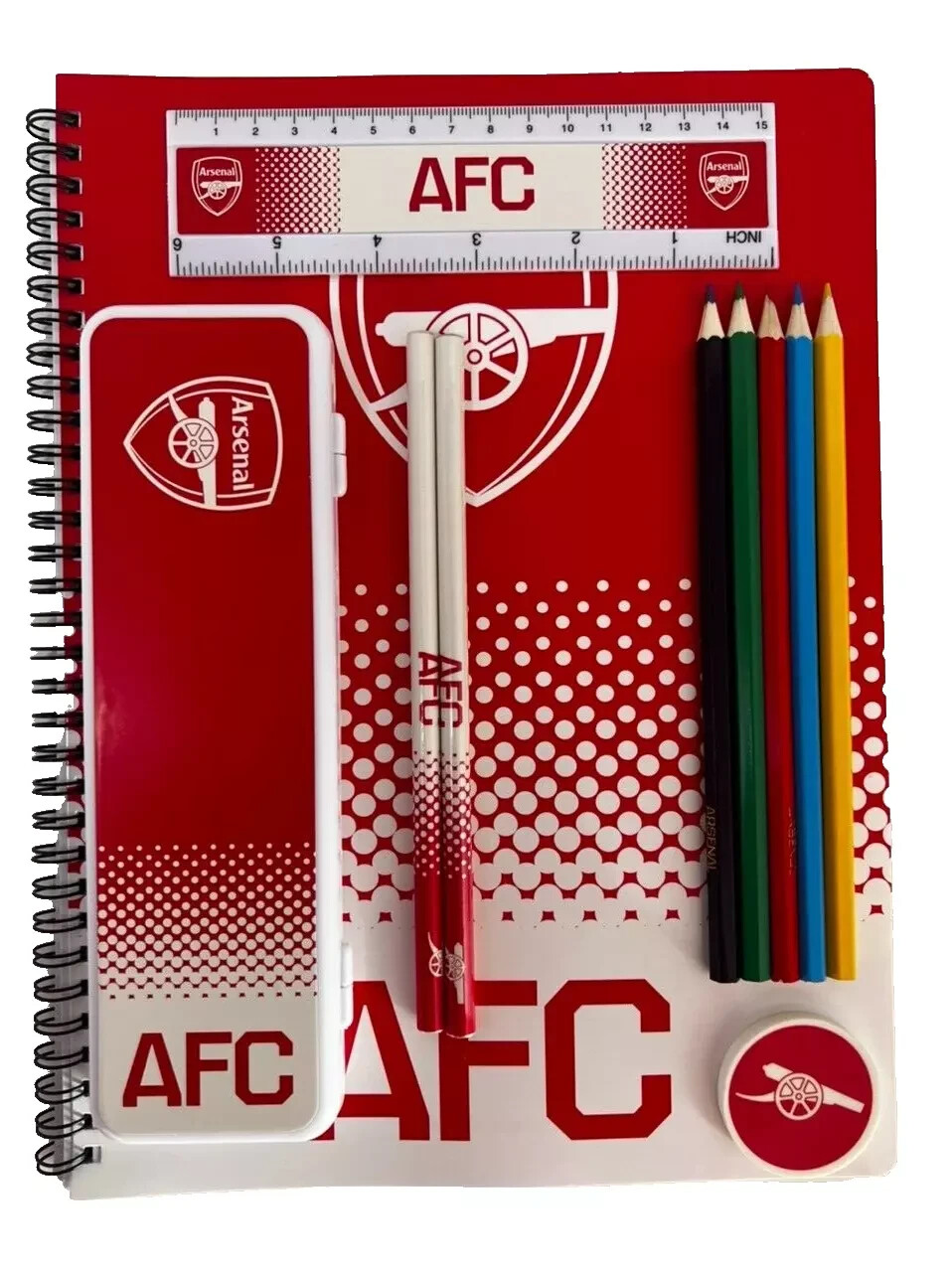 Arsenal FC Stationery Set Pencil/Rubber And Ruler School Set-Official Licensed