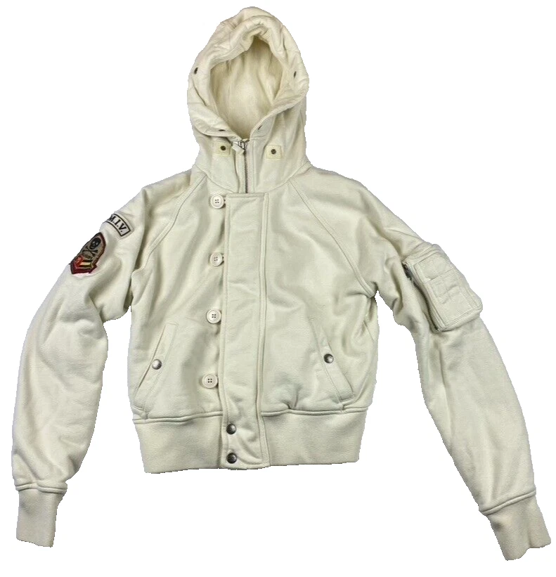 Rugby Ralph Lauren Vintage Sweatshirt Small White Cotton Thermal Waffle Hoodie