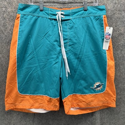 Miami Dolphins Shorts Men XL Trunks Blue Orange Swimwear
