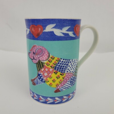 Quilted Pigs Dunoon Stoneware Mug, Design by Chrissie Jenkins, Made in Scotland