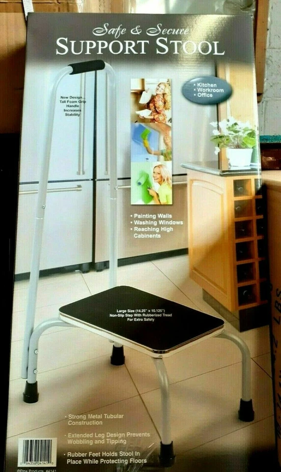 Medical Heavy Duty Step Foot Stool Steel With Handle Non Slip Rubber Platform - Image 3 of 4