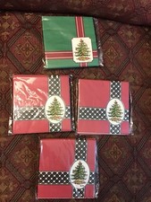 4 Sets Gibson SPODE Christmas Tree Paper Napkins 16 N Pack Green & Red NEW 9.75"