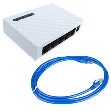 Ethernet Network Switch Hub RJ45 5 Port Splitter Gigabit CAT6 LAN Cable for PC