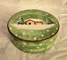 Rare Vintage The Cellar Log Cabin Design Cookie Jar Server 1997 Italy Macy's 