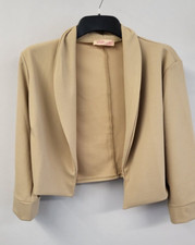 Womens Short Blazer Size Uk 20 Half Sleeves Ivory Wedding Office Stretch