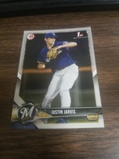 JUSTIN JARVIS 2018 BOWMAN DRAFT CARD BD-104 BREWERS (FIRST ROOKIE PROSPECT BASE)