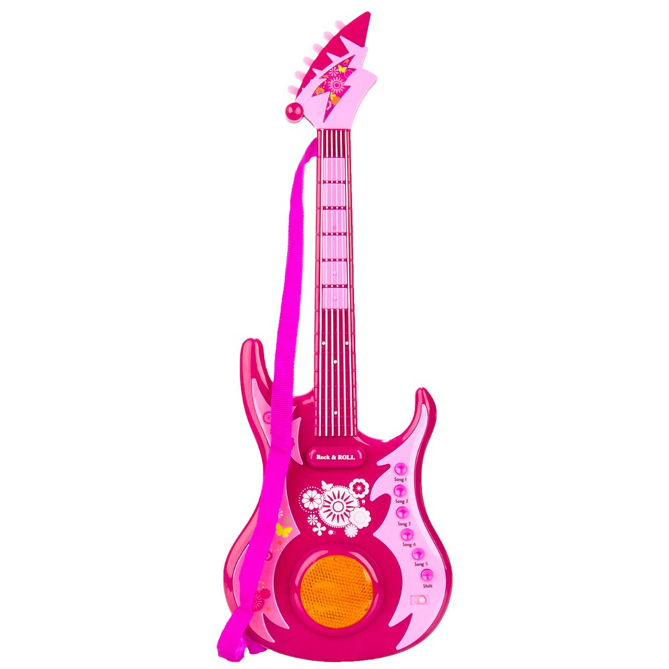 Pink Musical Instrument Rock N Roll Guitar Toy With Light For Kids ...