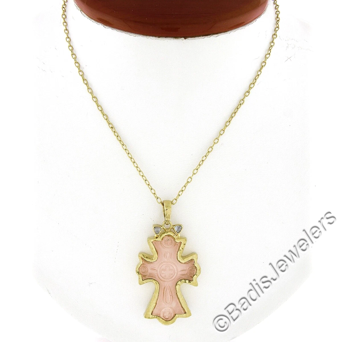Rose quartz cross online necklace