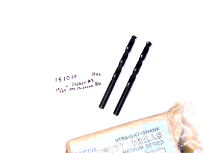 1510SP) 10pcs., EURO IMPORT, 19/64'' HSS, Job. L. Drill Bits, Str. Sh., Sp.Pt, RH