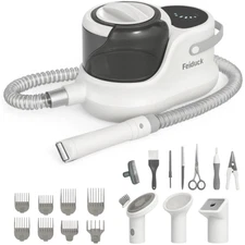 Dog  PET Grooming Kit with Vacuum Suction, 12 Grooming Tools, 2.5L  Grey