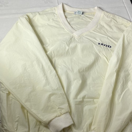 Vintage IZOD V-Neck Pullover Windbreaker Men's Light Yellow Golf Packable Large - Picture 7 of 13