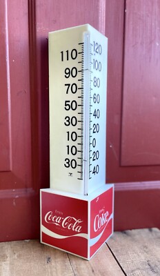 Vintage 70s Coca Cola Enjoy Coke 3D Corner  Advertising Thermometer Sign