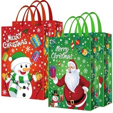 4 Pcs 26"x19" Extra Large Christmas Tote Bags Xmas Non Woven Reusable Gift Bags 